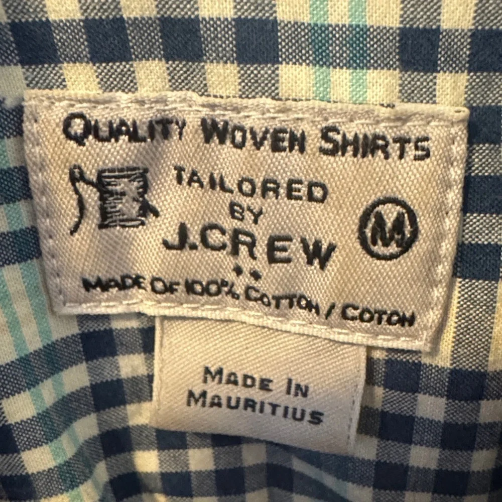 J. Crew Tailored Cut Blue and White Plaid Button-Down Shirt